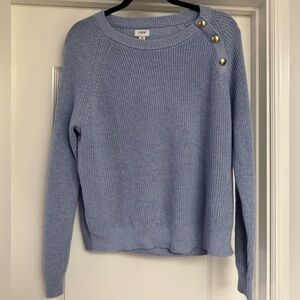 J. Crew Light Blue Sweater with Gold Buttons